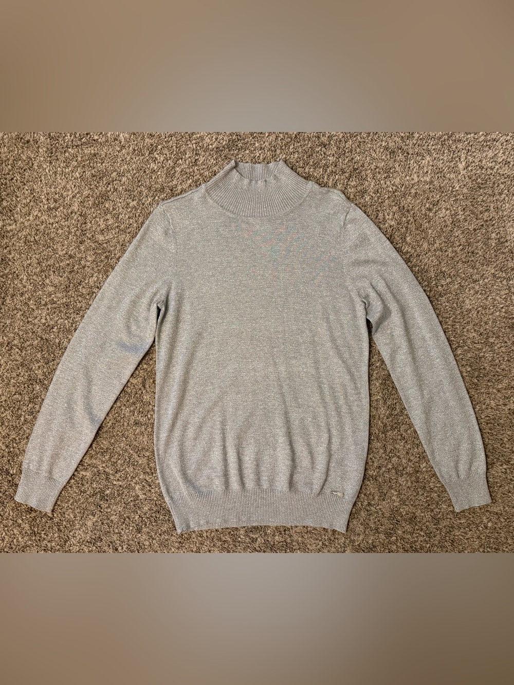 Calvin Klein Silver Metallic Turtleneck Sweater